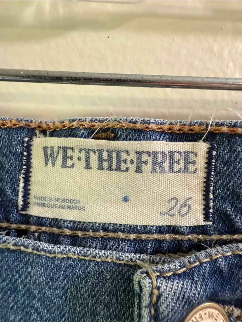 Wide‎ Leg Crop Jeans Free People We The Free Patch Pocket Blue Denim Size 26